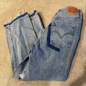 Levi's Distressed Ribcage Straight Ankle Jeans